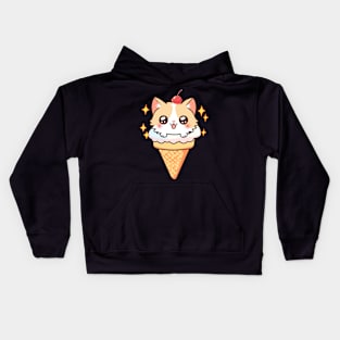 Cute Kawaii Ice Cream Kitten Kids Hoodie